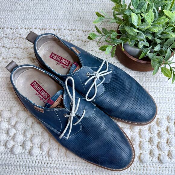 PIKOLINOS Men's 45 US 11, 11.5 Olvera Lace Up Oxford Leather Shoes Blue Brown - Picture 11 of 12